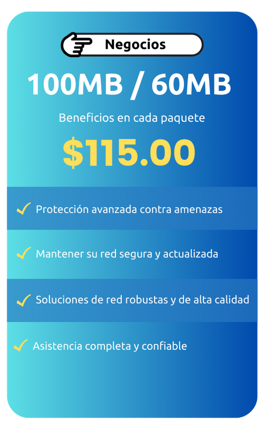 Servicio Comercial 100 MB / 60 MB