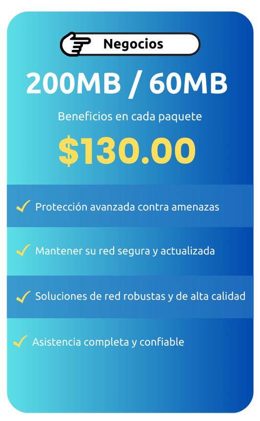 Servicio Comercial 200 MB / 60 MB